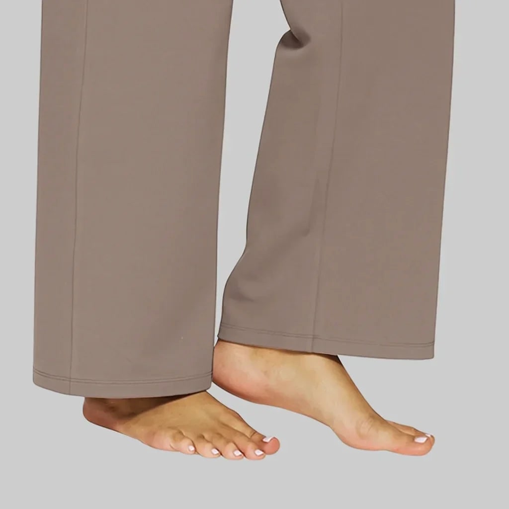 Women's Wide Leg Pull on High Waisted Pants with Elastic Waist and Stretch Fabric - Image 6