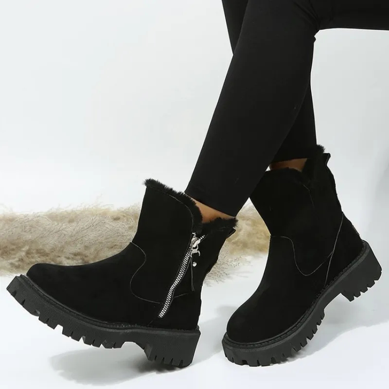 Women's Winter Ankle Boots with Faux Fur Lining and Lug Sole - Image 4