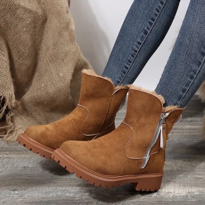 Women's Winter Ankle Boots with Faux Fur Lining and Lug Sole - Image 6