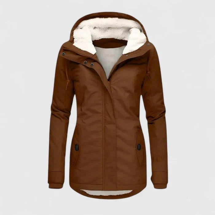 Women's Winter Jacket with Sherpa Fleece Lining and Waterproof Hooded Coat Shell - Image 3