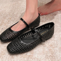 Women's Woven Mary Jane Flats Shoes with Adjustable Buckle Strap Square Toe - Image 2