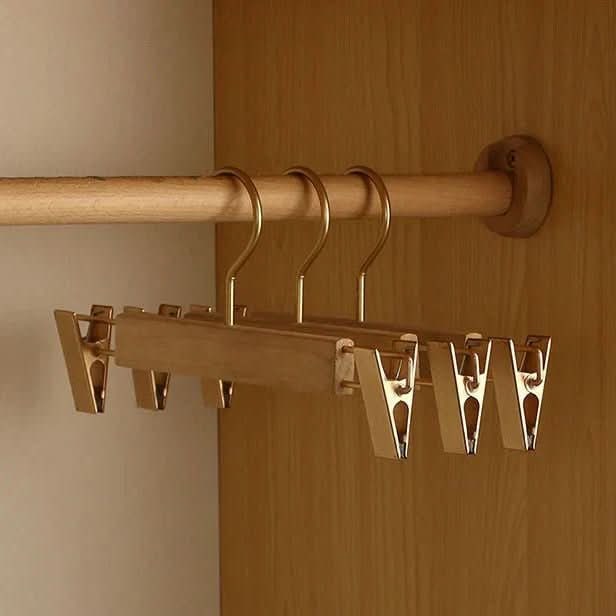 Wooden Clothes Hangers with Shoulders and Bar for Closet Organization - Image 1