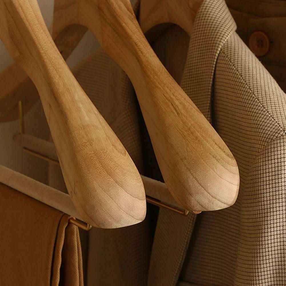 Wooden Clothes Hangers with Shoulders and Bar for Closet Organization - Image 4