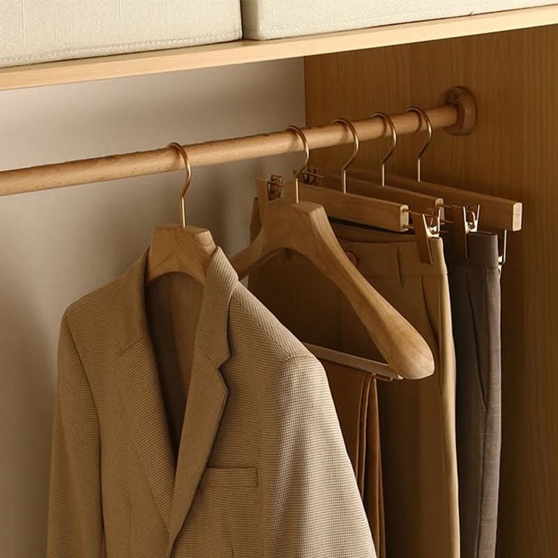 Wooden Clothes Hangers with Shoulders and Bar for Closet Organization - Image 5
