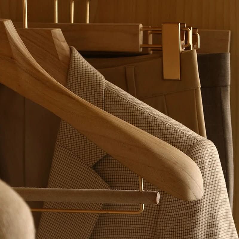 Wooden Clothes Hangers with Shoulders and Bar for Closet Organization - Image 7