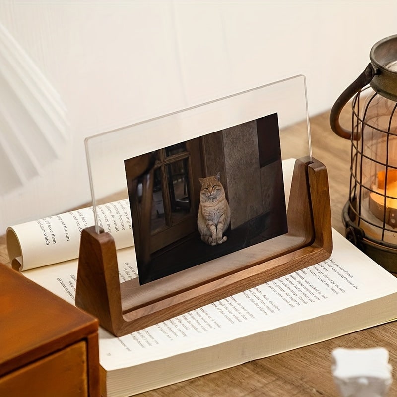 Wooden Tabletop Picture Frame with U-Shaped Base and Clear Acrylic Panels 11 X 14 - Image 2
