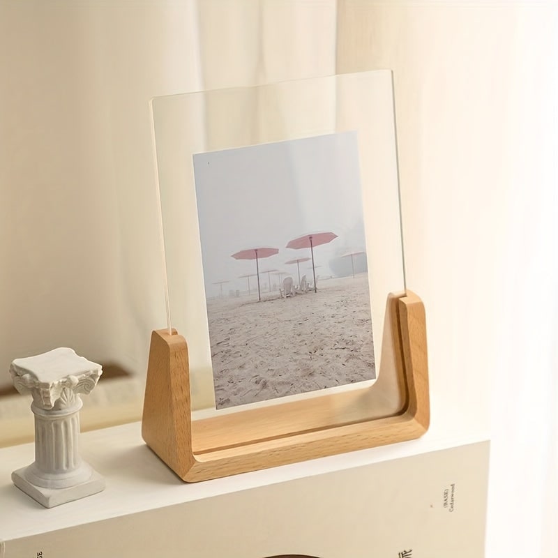 Wooden Tabletop Picture Frame with U-Shaped Base and Clear Acrylic Panels 11 X 14 - Image 3