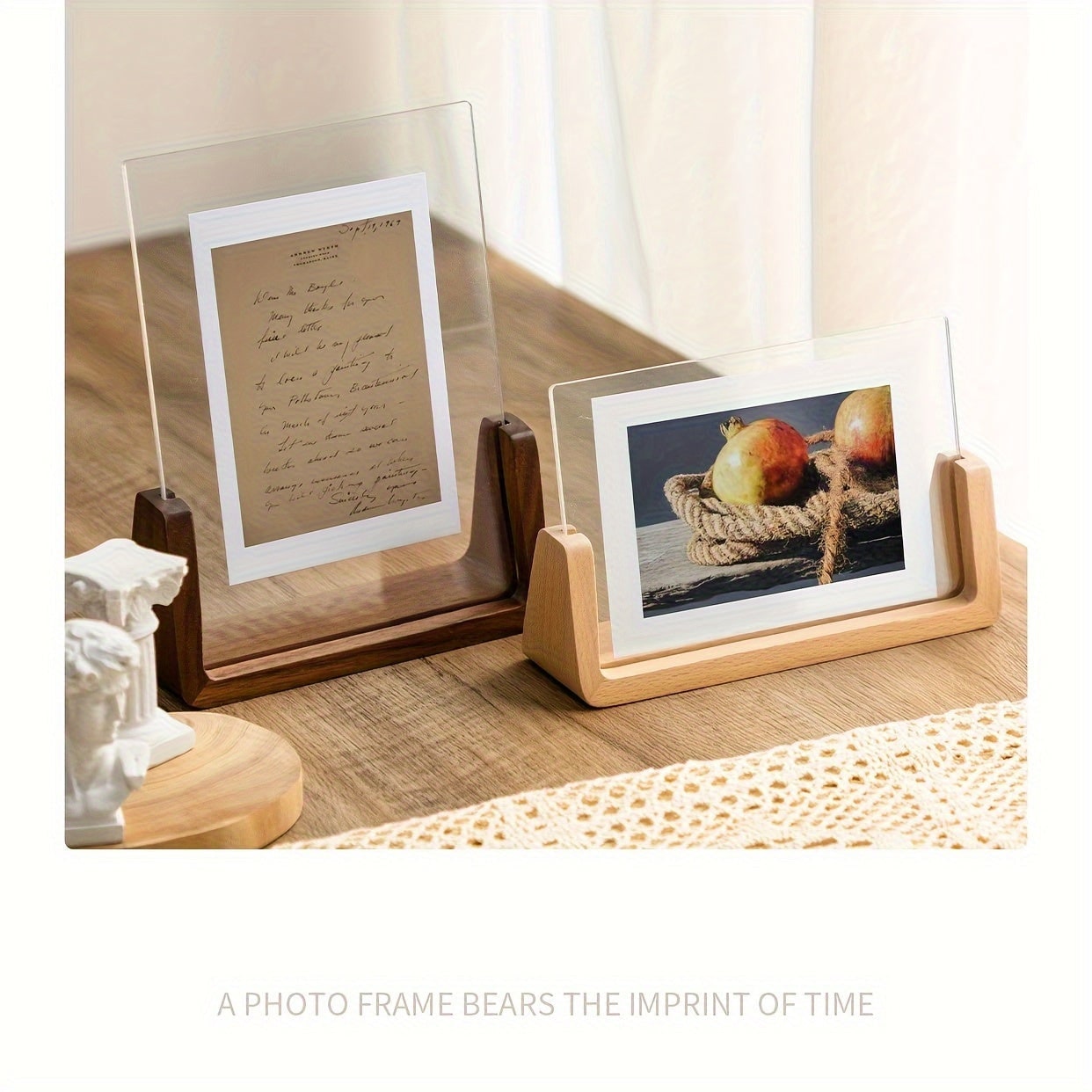 Wooden Tabletop Picture Frame with U-Shaped Base and Clear Acrylic Panels 11 X 14 - Image 4