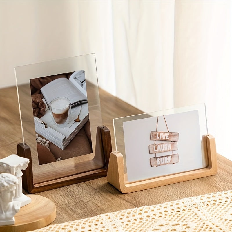 Wooden Tabletop Picture Frame with U-Shaped Base and Clear Acrylic Panels 11 X 14 - Image 5