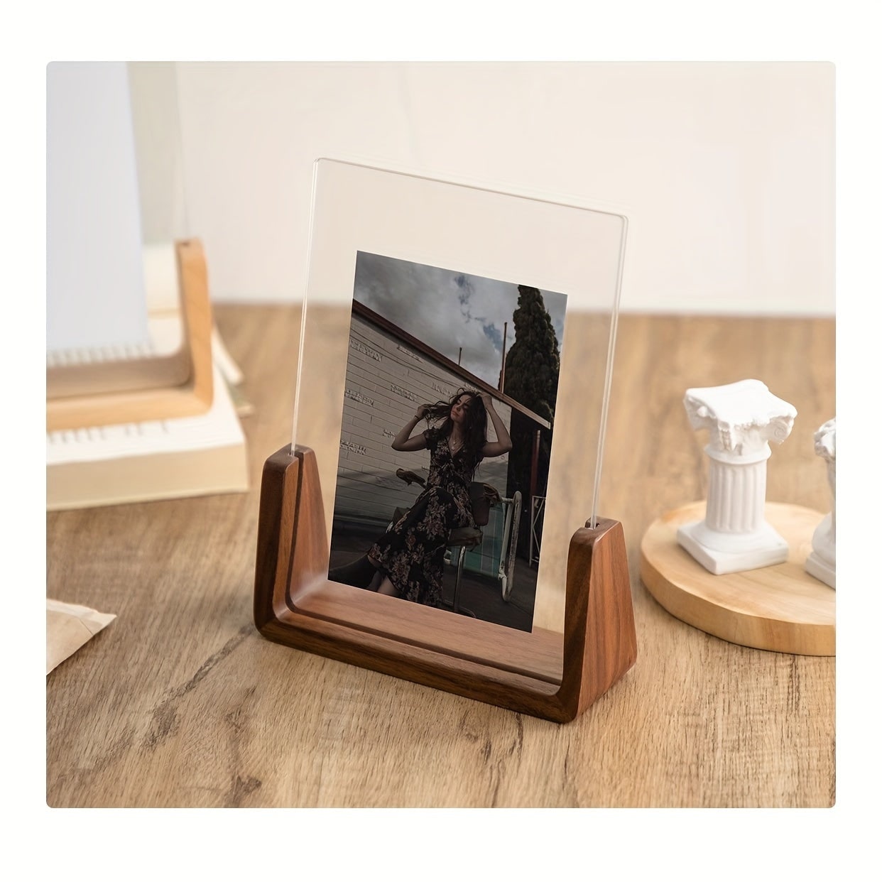 Wooden Tabletop Picture Frame with U-Shaped Base and Clear Acrylic Panels 11 X 14 - Image 9