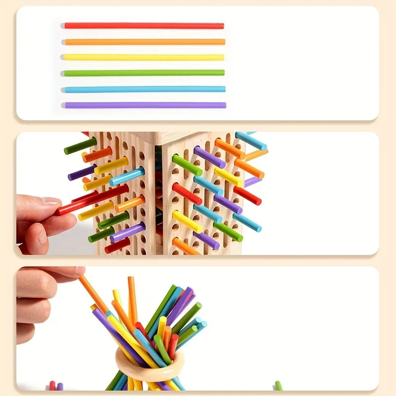 Wooden Tower Game with Colorful Sticks and Painted Balls - Image 10