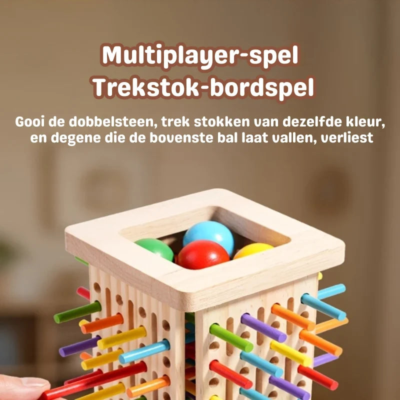 Wooden Tower Game with Colorful Sticks and Painted Balls - Image 4