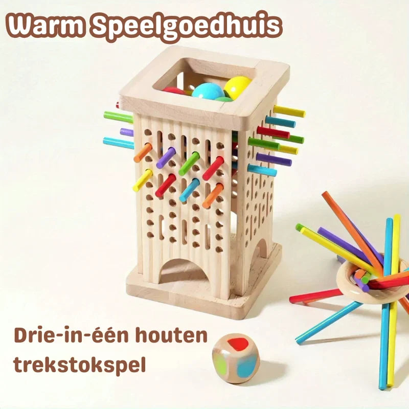 Wooden Tower Game with Colorful Sticks and Painted Balls - Image 6