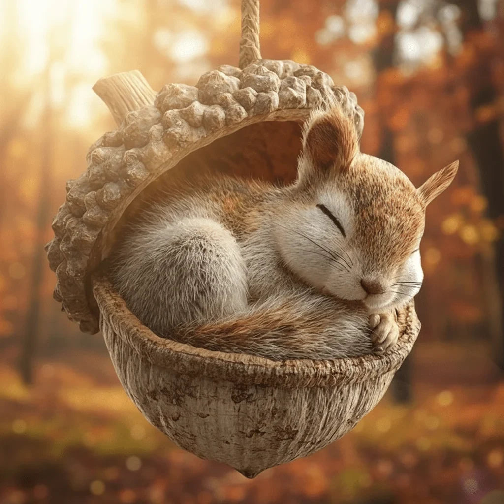 Woodland Animal Acorn Christmas Ornaments with 3D Printed Design and Hanging Loop - Image 3