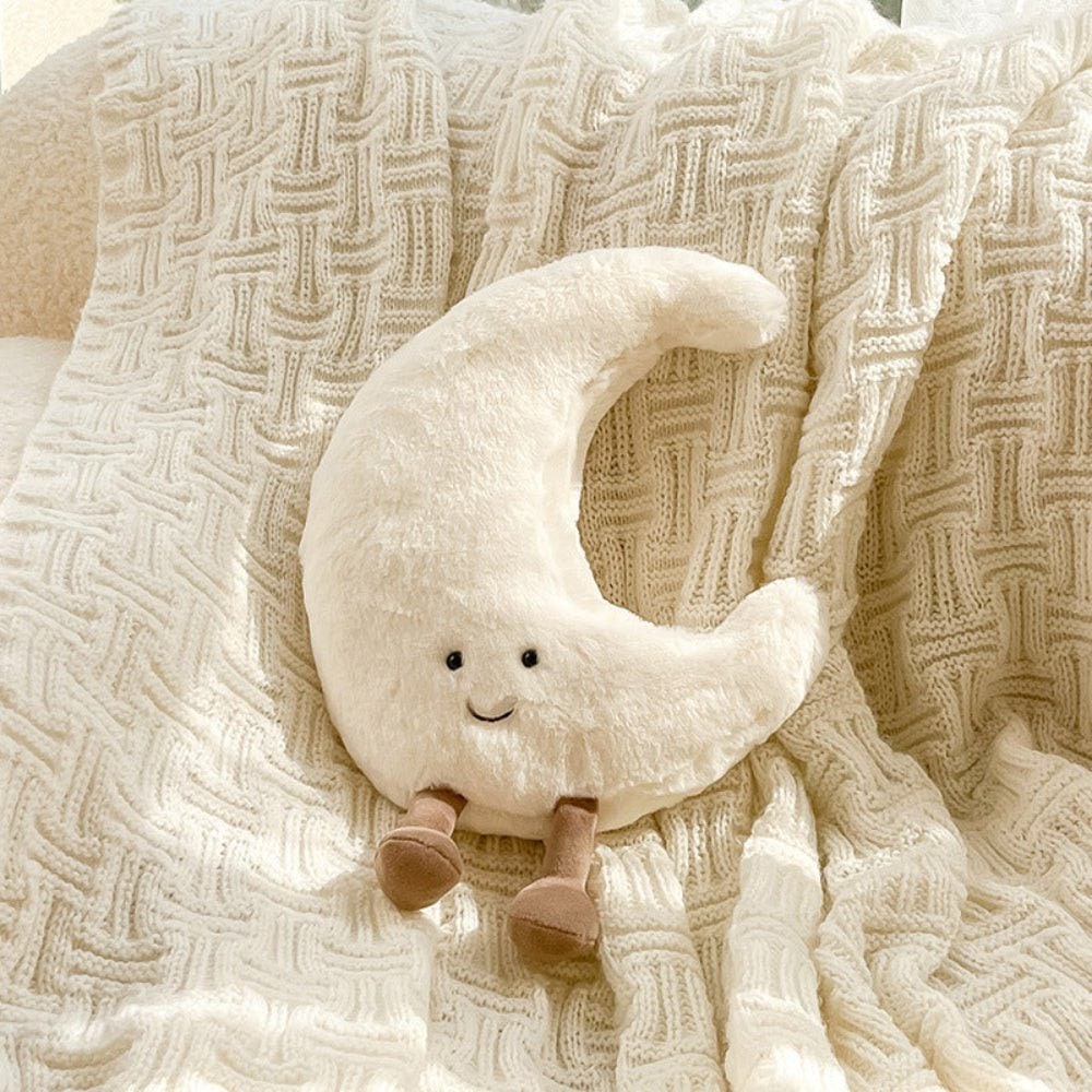 Yellow Plush Throw Pillow Decorative Celestial Embroidered Legs Soft Stuffed - Image 2