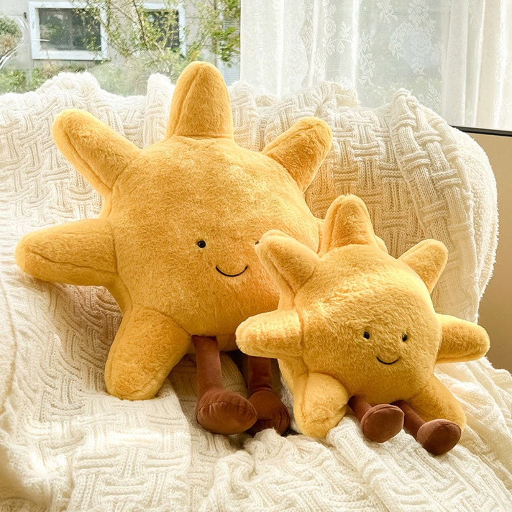 Yellow Plush Throw Pillow Decorative Celestial Embroidered Legs Soft Stuffed - Image 4