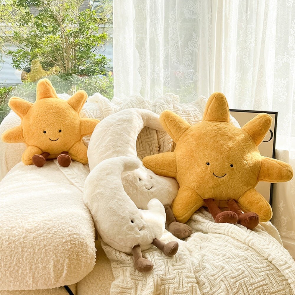 Yellow Plush Throw Pillow Decorative Celestial Embroidered Legs Soft Stuffed - Image 5