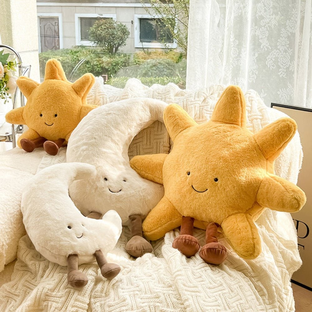 Yellow Plush Throw Pillow Decorative Celestial Embroidered Legs Soft Stuffed - Image 6